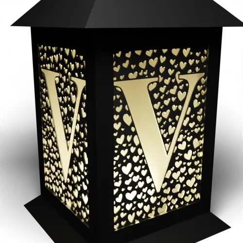 Letter V surrounded by hearts