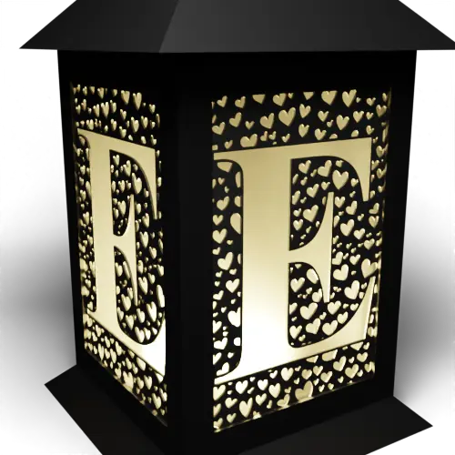 Letter E surrounded by hearts