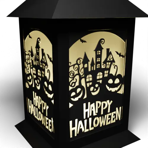 Spooky Haunted House with Pumpkins