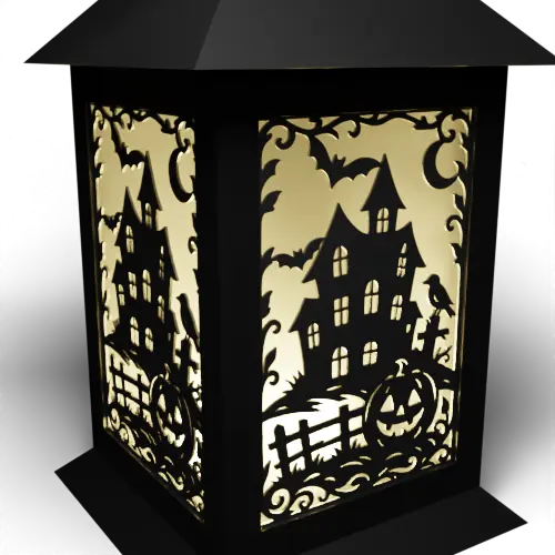 Haunted House, Pumpkin, Bats and Crow