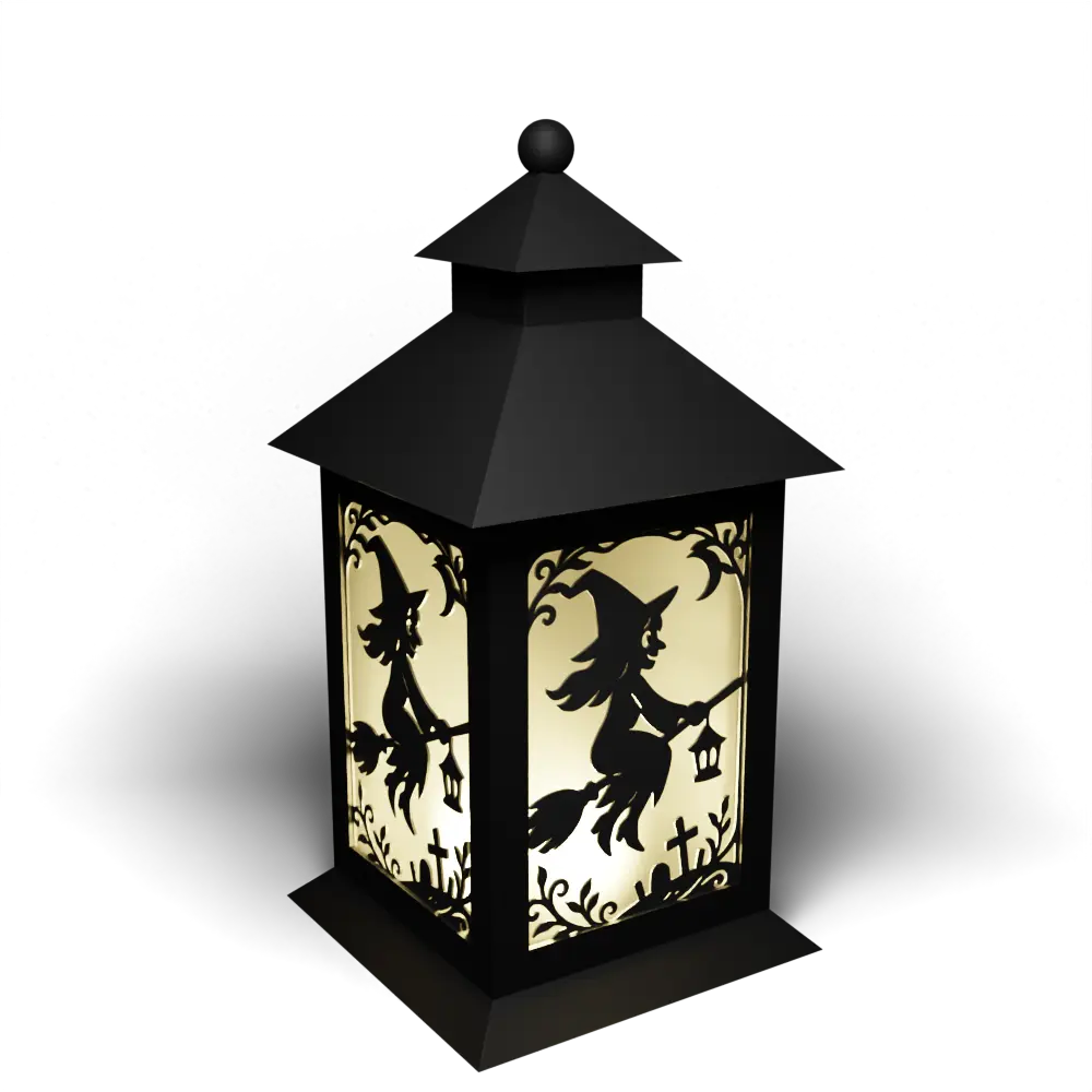 Witch on Broom with Lantern