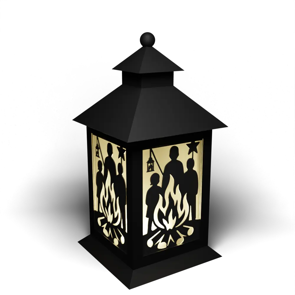 Lanterns around a campfire