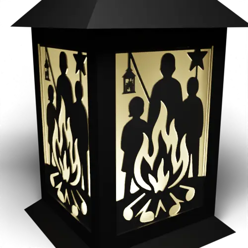 Lanterns around a campfire