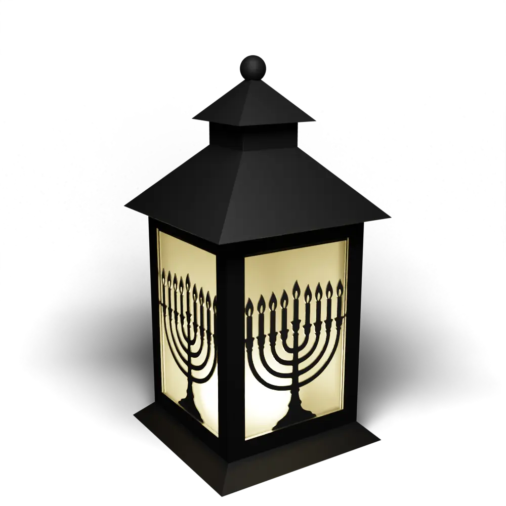 Menorah with Lit Candles