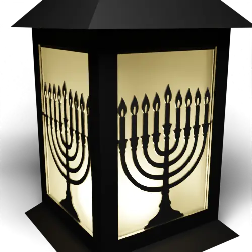 Menorah with Lit Candles