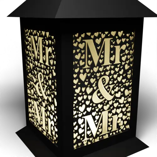 "Mr & Mr" surrounded by hearts
