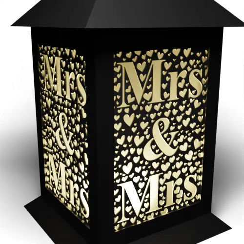 "Mrs & Mrs" surrounded by hearts