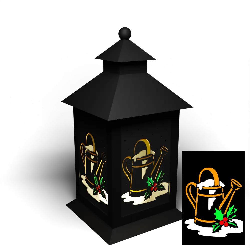 Snowy Watering Can with Holly Colour Panel