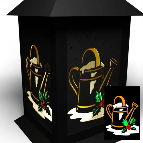 Snowy Watering Can with Holly Colour Panel
